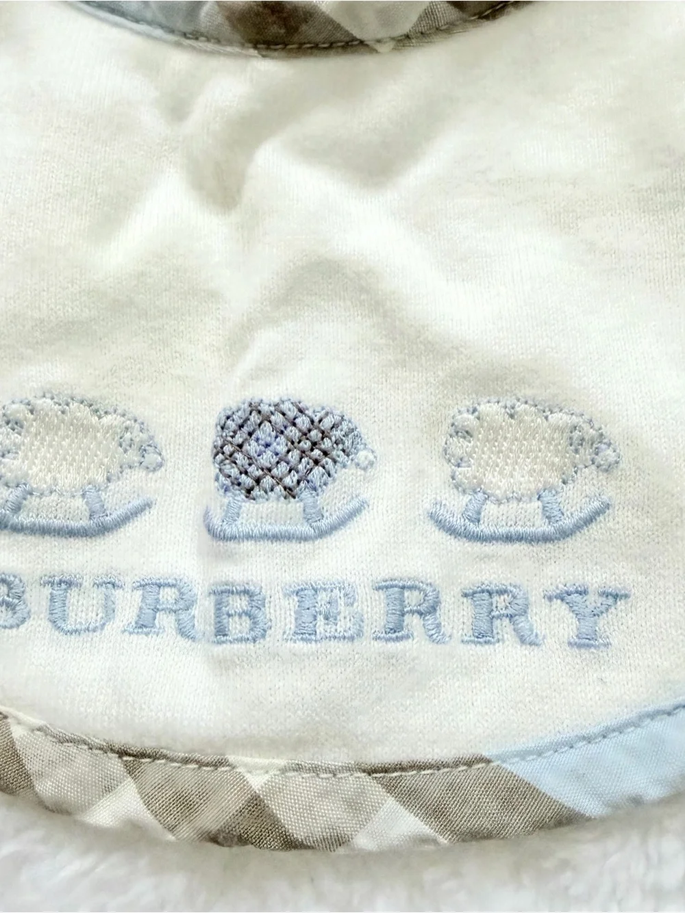 Burberry Baby Bib Infant boy Girl Unisex Sheep Nova Check blue Cotton